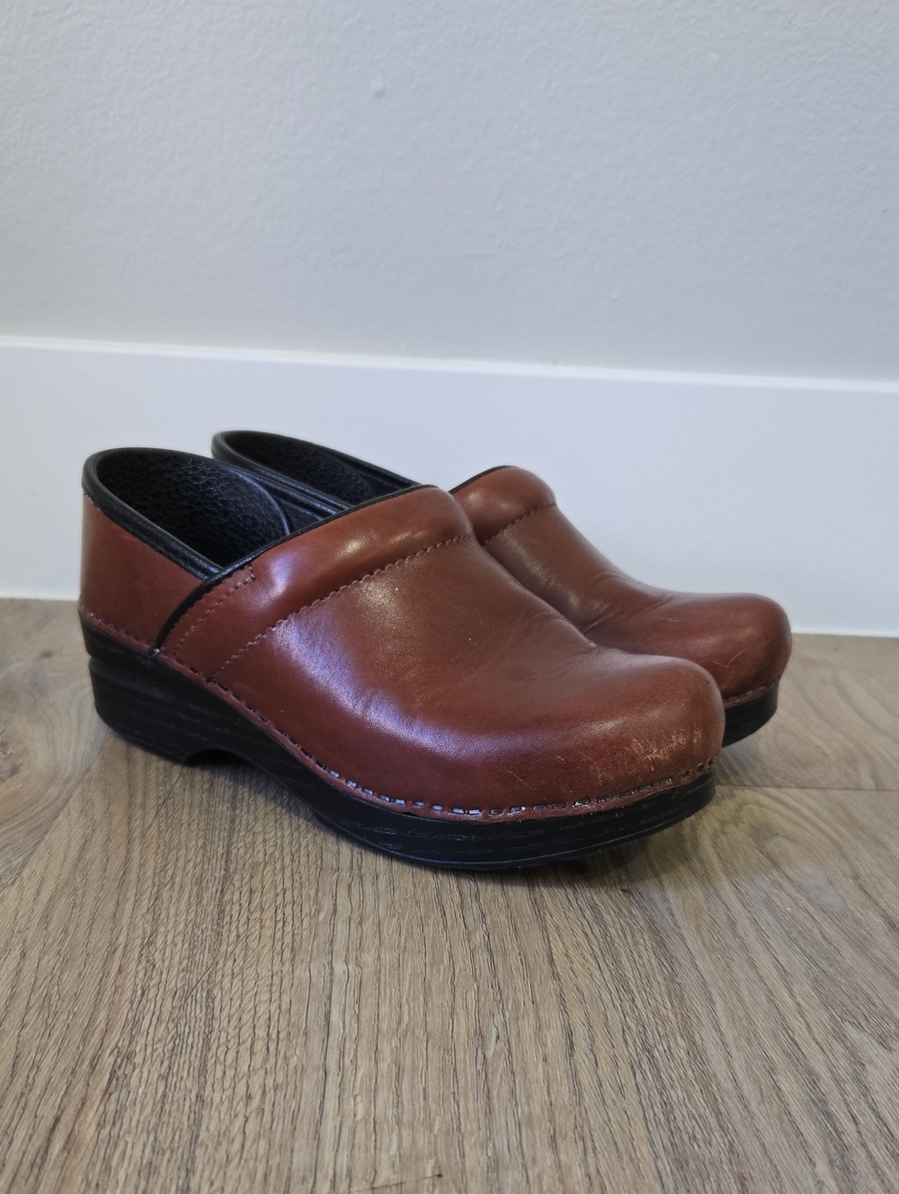Dansko Brown Leather Women's Clogs with Black Outsole